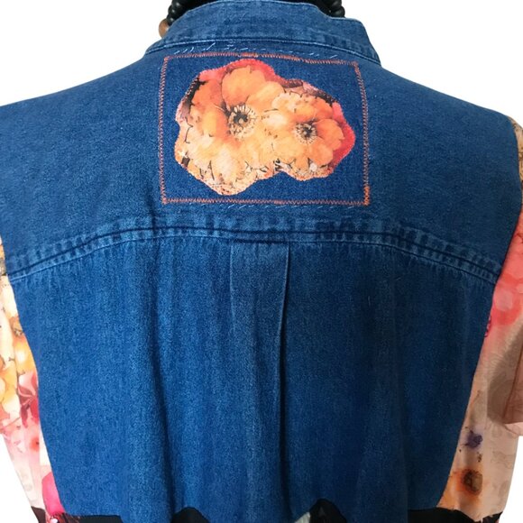 Handmade Boho Patchwork Duster, Size L-XL: Upcycled Hippie Tunic - Picture 11 of 16